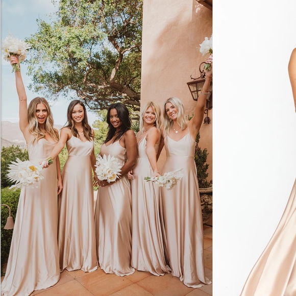 Champagne Luxe Satin Show me your mumu Faith Maxi dress. Worn once - Picture 3 of 4